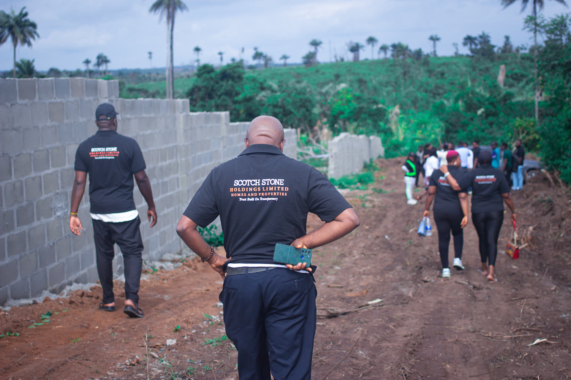Clients walking a Scotch Stone site with the team